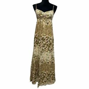 H&M Floral Print Maxi Dress - Olive and Cream